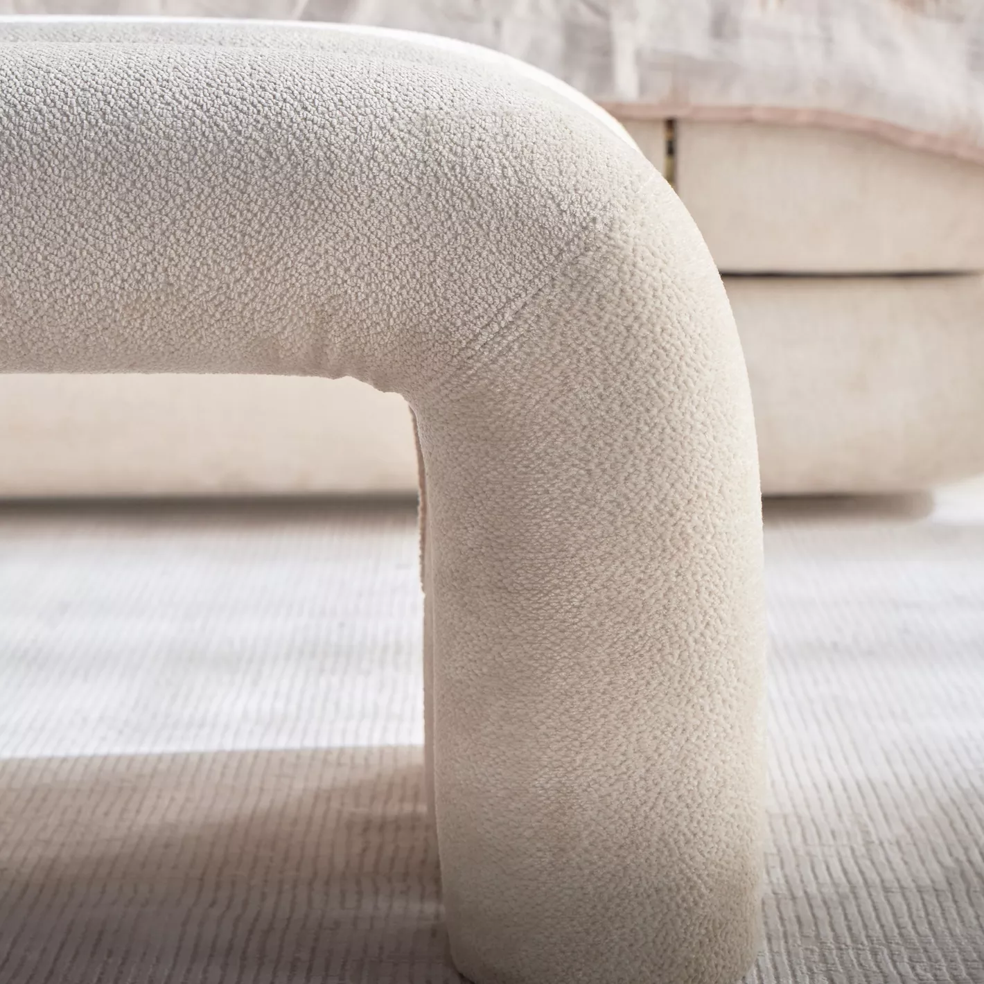 Modern Boucle Bed Bench.