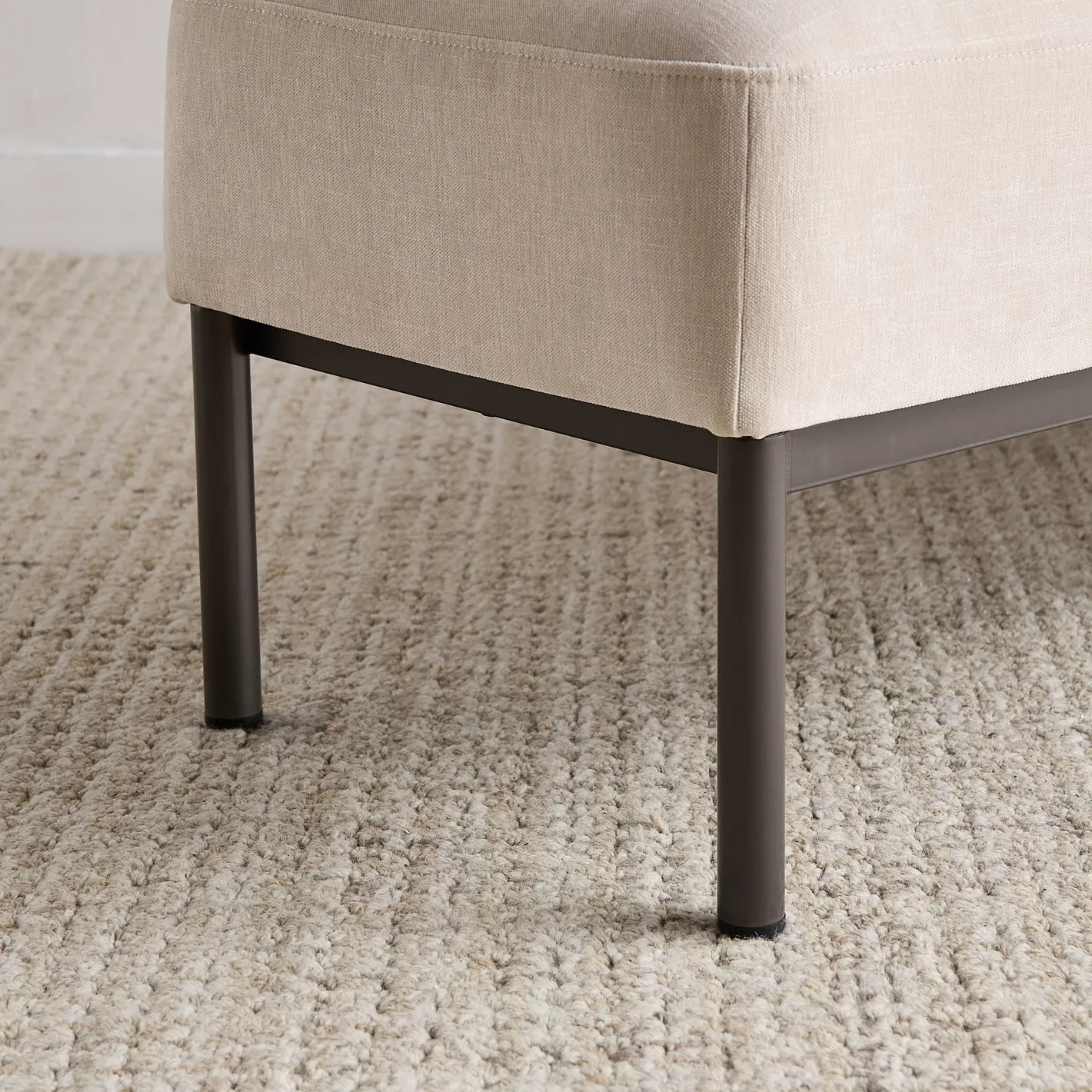 Sleek Industrial Tufted Bench.