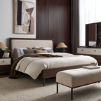 Sleek Industrial Tufted Bench.