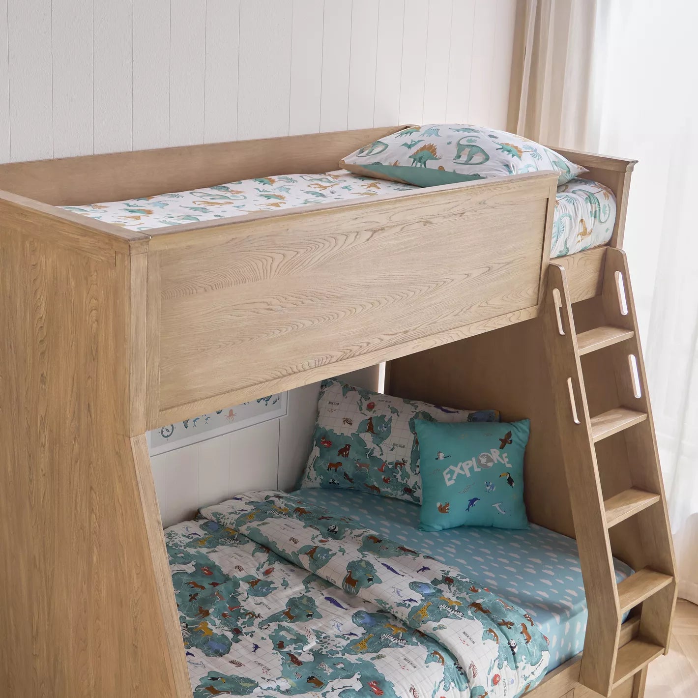 Wood Bunk Bed with Stairs and Storage Drawers