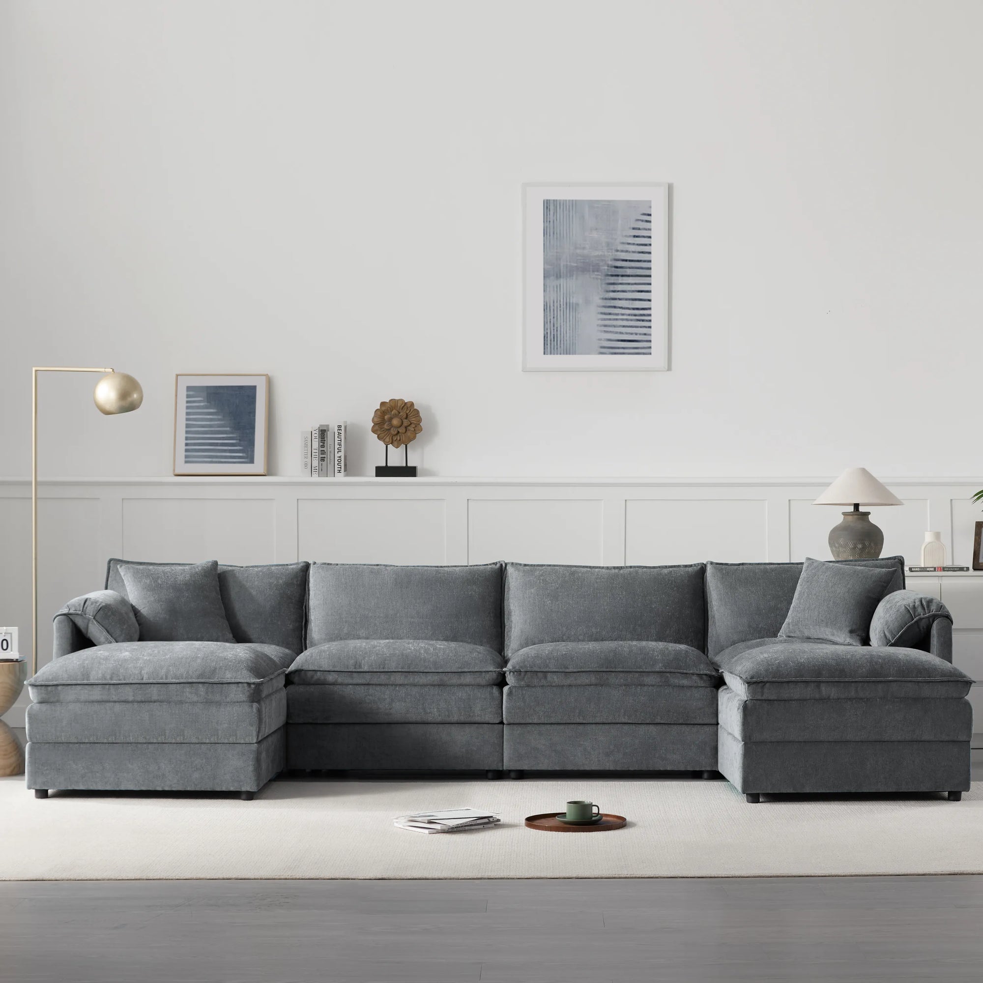 Wide Deep Seating, U-Shaped Cloud Sofa Set