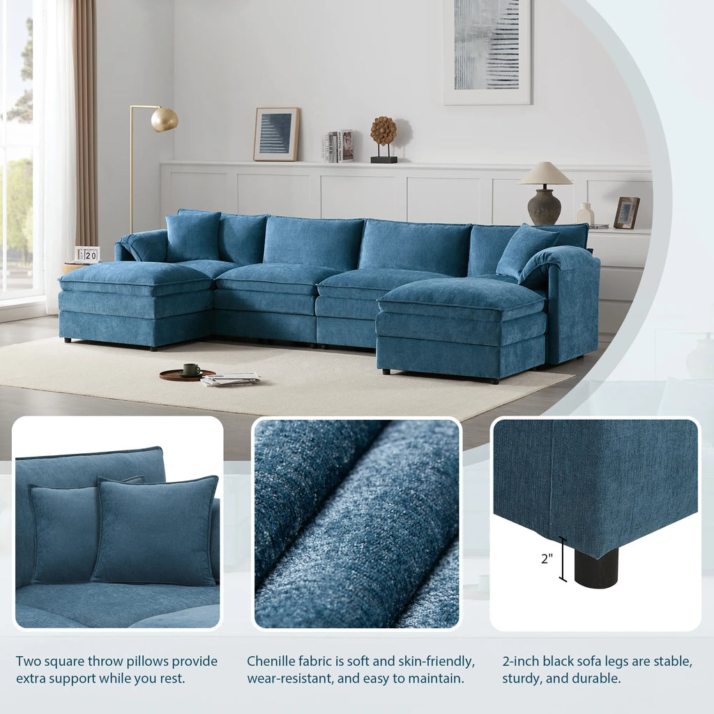 Wide Deep Seating, U-Shaped Cloud Sofa Set