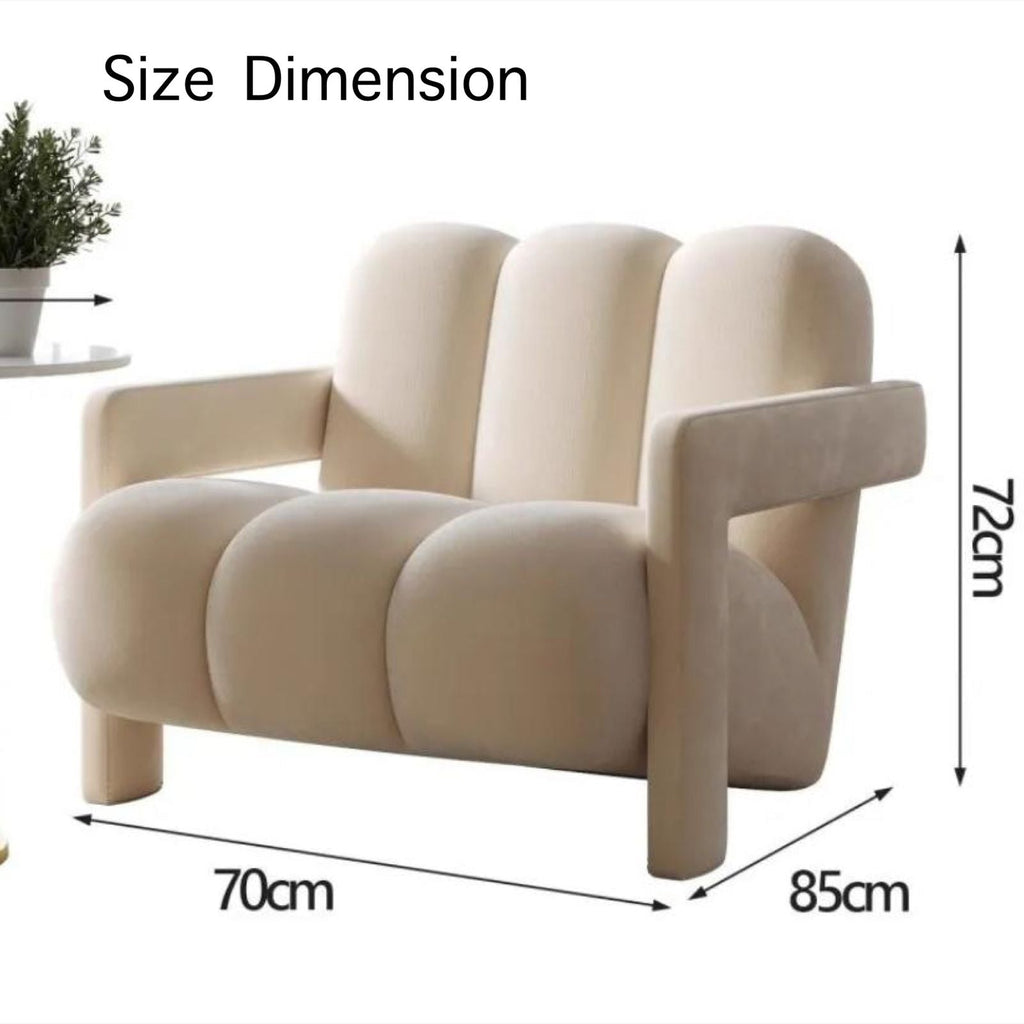 "Danish Scandinavian Style Single Sofa Chair Made with Velvet Fabric\n"