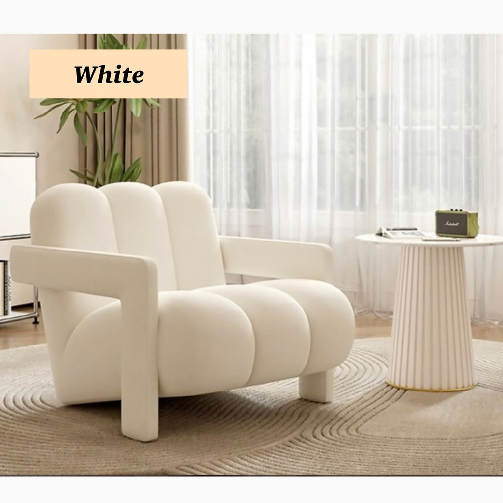 "Danish Scandinavian Style Single Sofa Chair Made with Velvet Fabric\n"