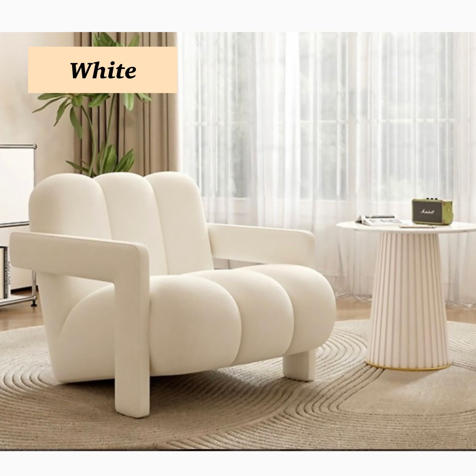 "Danish Scandinavian Style Single Sofa Chair Made with Velvet Fabric\n"