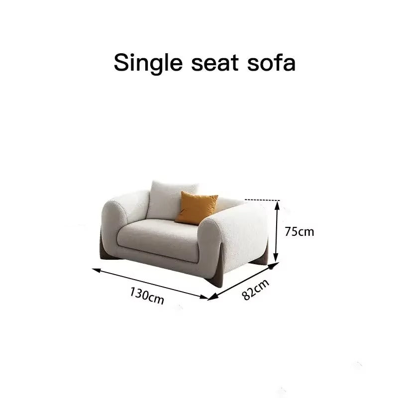 "White single seat sofa with dimensions labeled on a white background"
