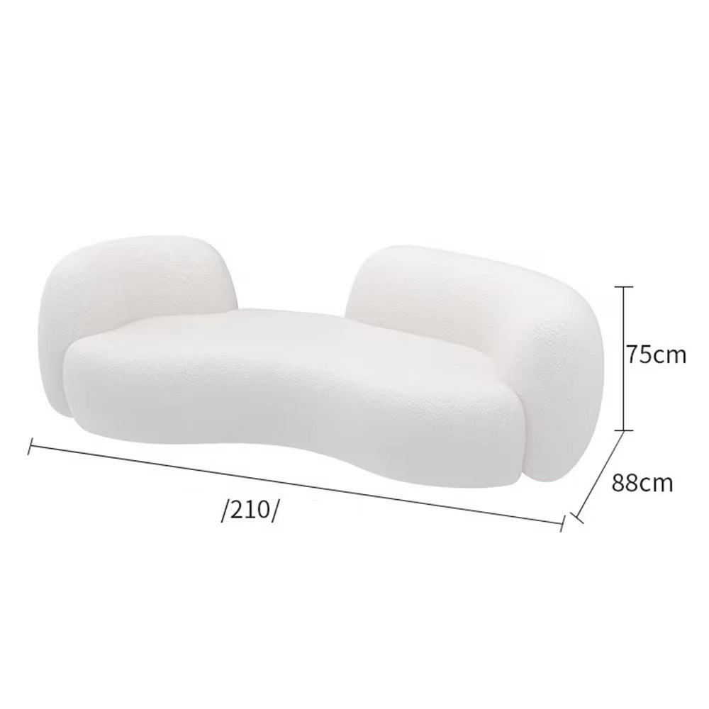 "White modern sofa with dimensions on a white background"