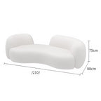 "White modern sofa with dimensions on a white background"