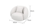 "White cushion with dimensions labeled on a white background"