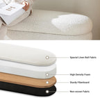 "Sofa with labeled layers of special linen ball fabric, high density foam, sturdy fiberboard, and non-woven fabric."