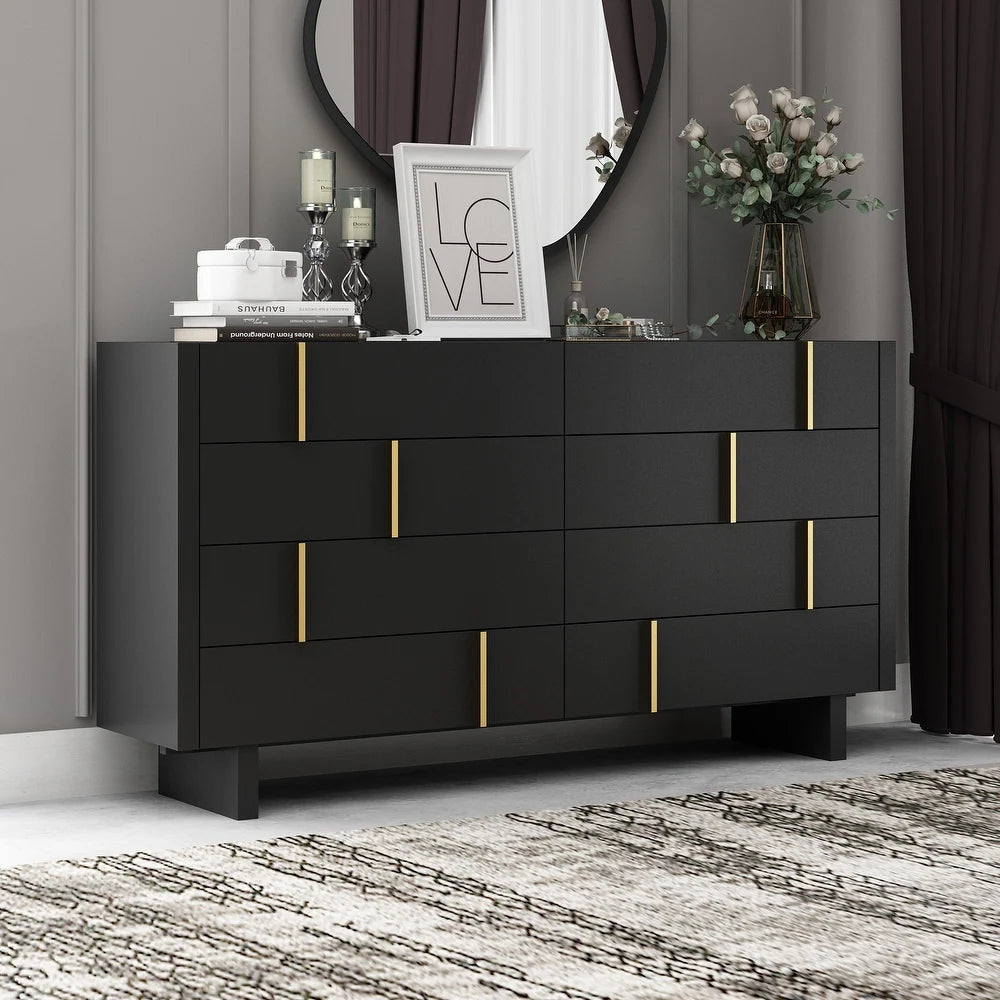 black dresser with gold accents Amazon.com: Tradare Black Dresser for Bedroom with Gold Handle Modern 7 Drawer Dresser, Wood Chest of Drawer Closet Clothes Storage Organizer for Living Room, Hallway, TV Stand, 55 Inch : Home & Kitchen