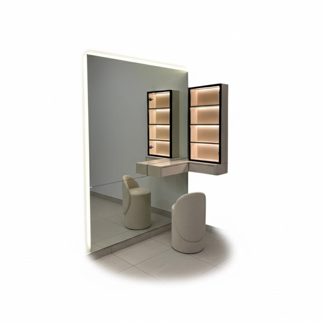 Modern Style Corner Dressing Table with Makeup Mirror Small Bedroom Home Bedside Unit