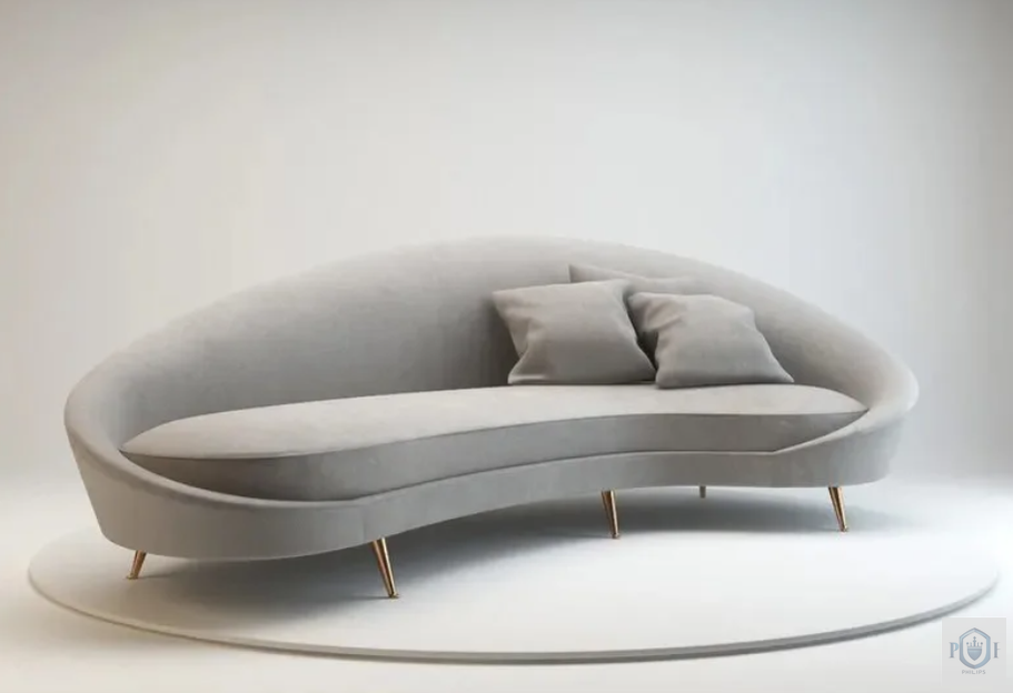 Philips Modern Luxury Style Sofa With Gold Metal Legs Made With Soft Velvet Material