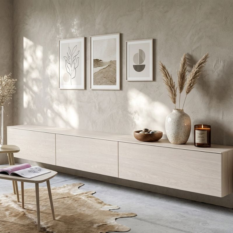 Aero Console Wall-Mounted TV Cabinet -Horizontal Silhouette and Seamless Storage