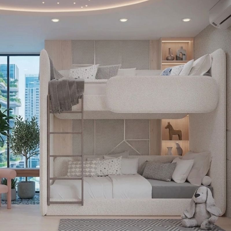Aesthetic Modern Arlo Bouclé Loft Bed Frame