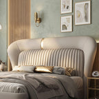 Aurelian Wing Bed - Sculptural Fluted Headboard with Brushed Gold Inlays