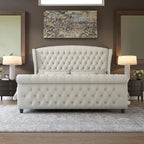 Sophisticated Sleigh Bed with Button Tufted Design