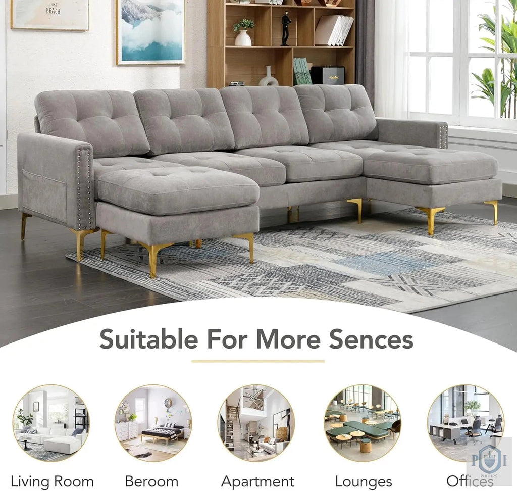 Philips Modern U Shape Style Sofa Set Fully Upholstered