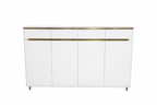 Modern Light Luxury Shoe Cabinet – 4 Doors with Dual Gold-Handle Drawers