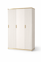 Modern Light Luxury Shoe Cabinet – 4 Doors with Dual Gold-Handle Drawers