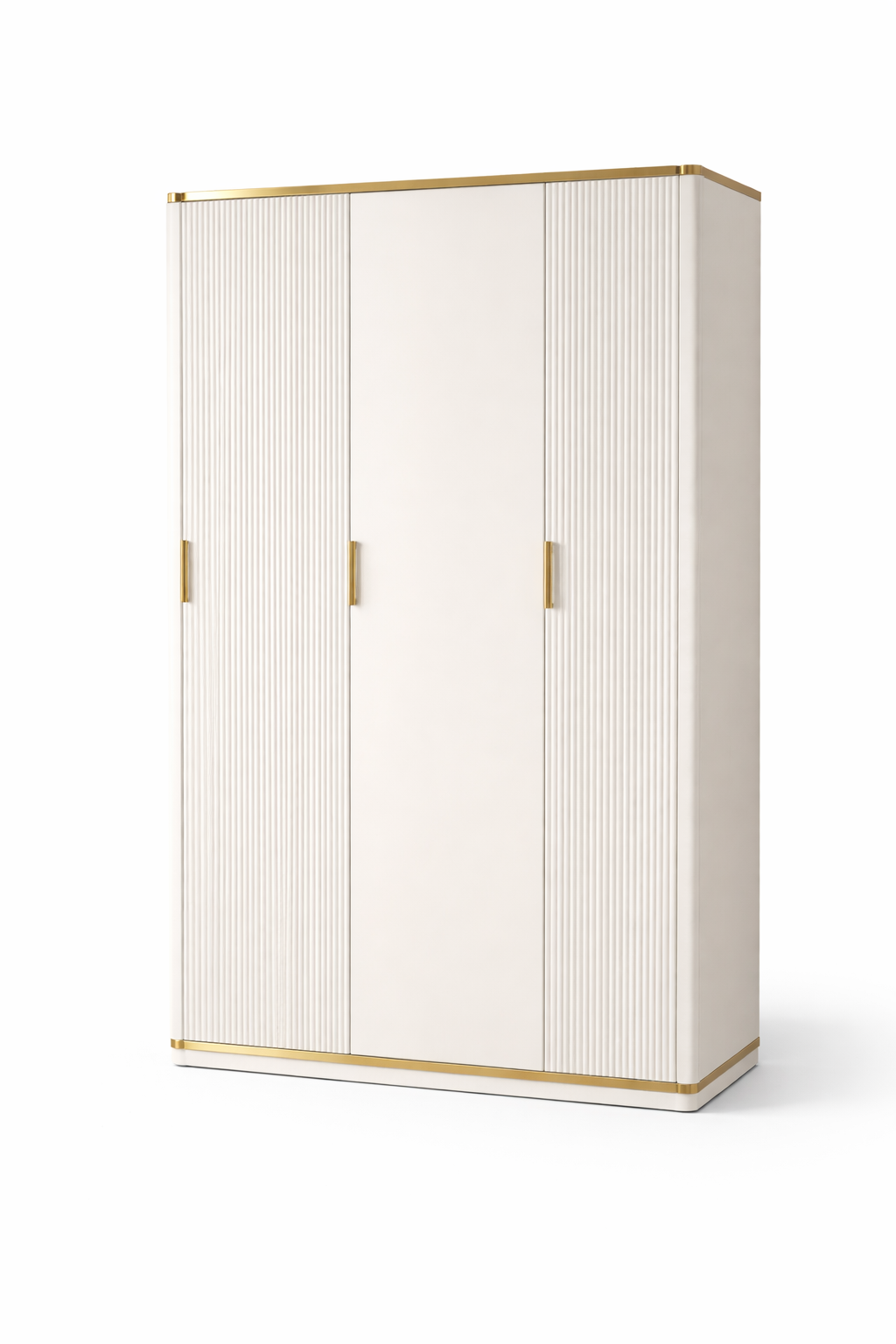 Modern Light Luxury Shoe Cabinet – 4 Doors with Dual Gold-Handle Drawers