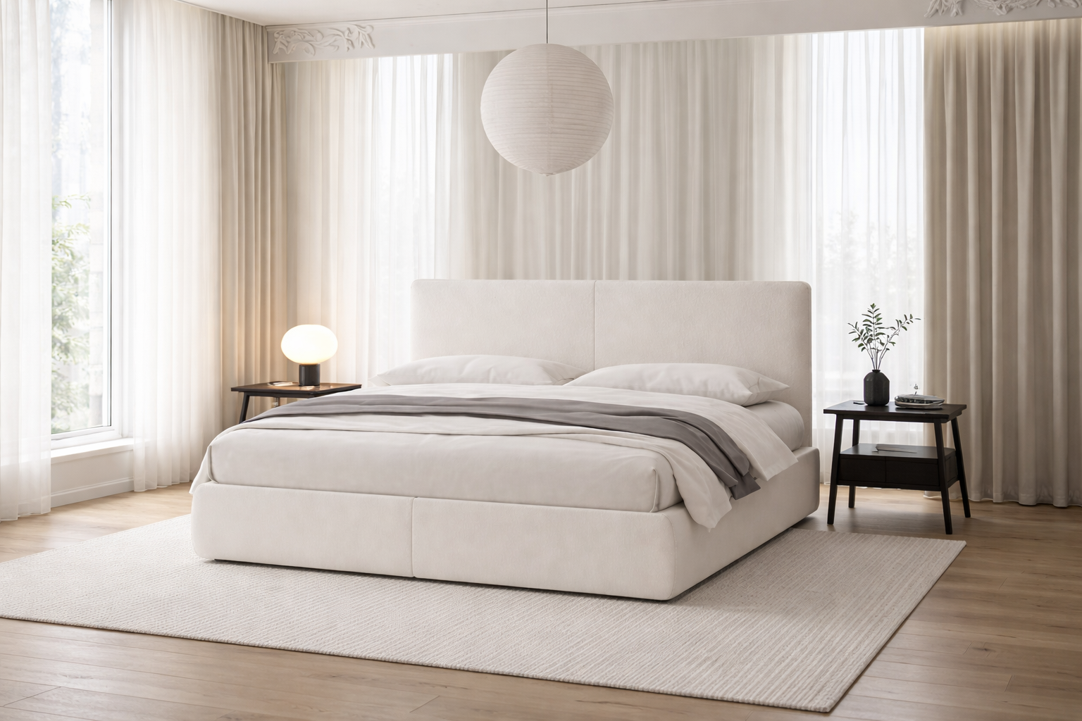 Modern Minimalist Upholstered Platform Bed