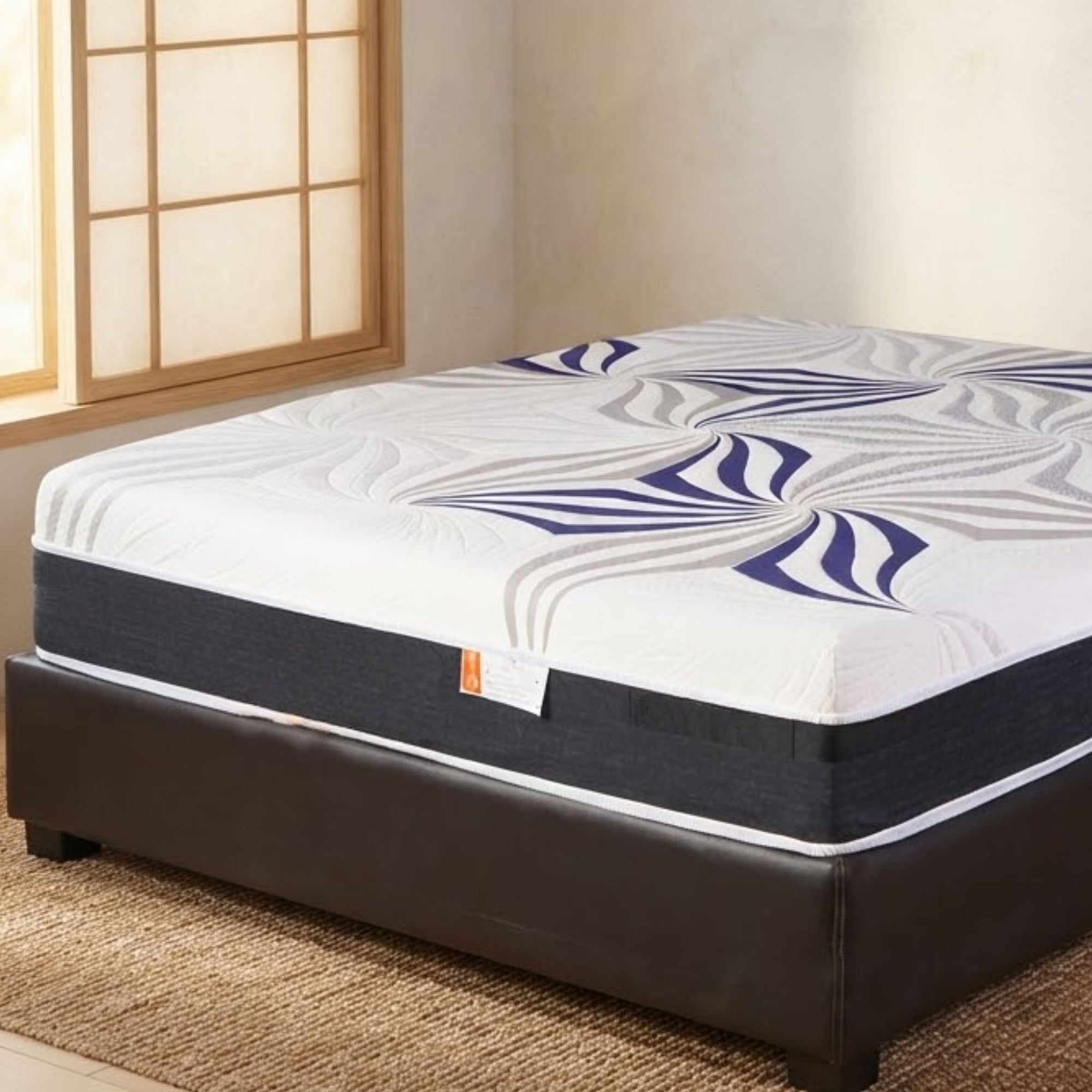 Macro view of the 550 gsm anti-bacterial knitted fabric on the Clarity Restorative Orthopedic Mattress, showcasing the cooling, smooth surface texture.