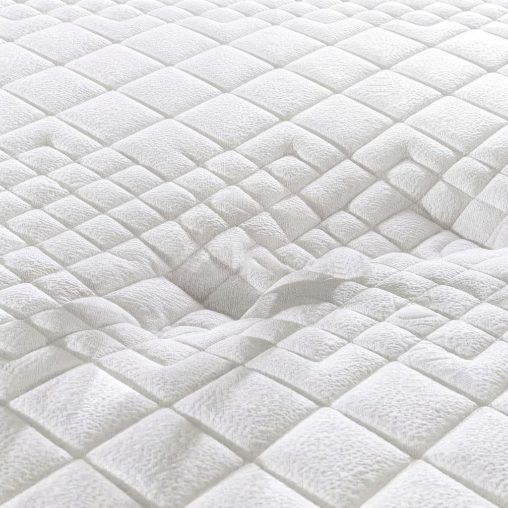A close-up view of the Compressed Roll-Wrapped Pocket Spring Mattress detailing the delivery and recovery process, showcasing the vacuum-sealed layer and the premium material quality.