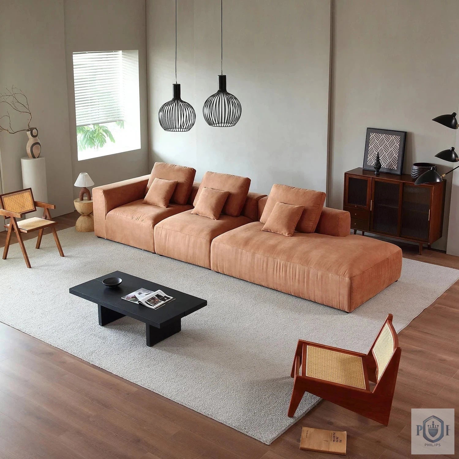 Philips Modern European Chic Style Sofa Made With Cobblestone Fabric