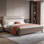 Modern Upholstered Panel Bed with Channel Tufted Headboard