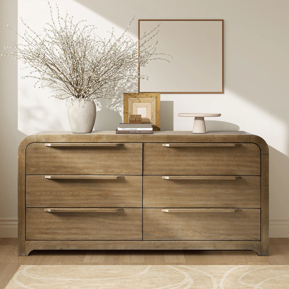 Modern Wood 6-Drawer Dresser.