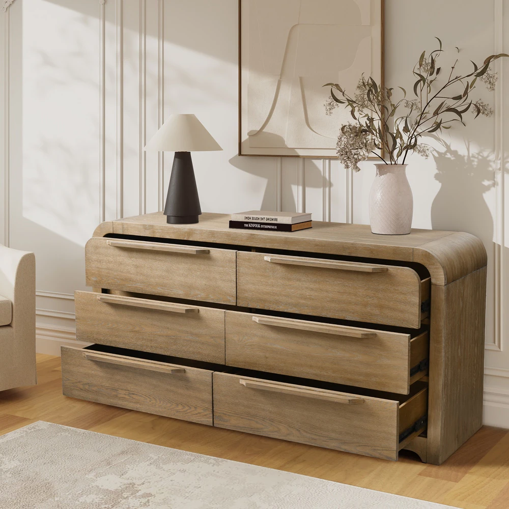 Modern Wood 6-Drawer Dresser.