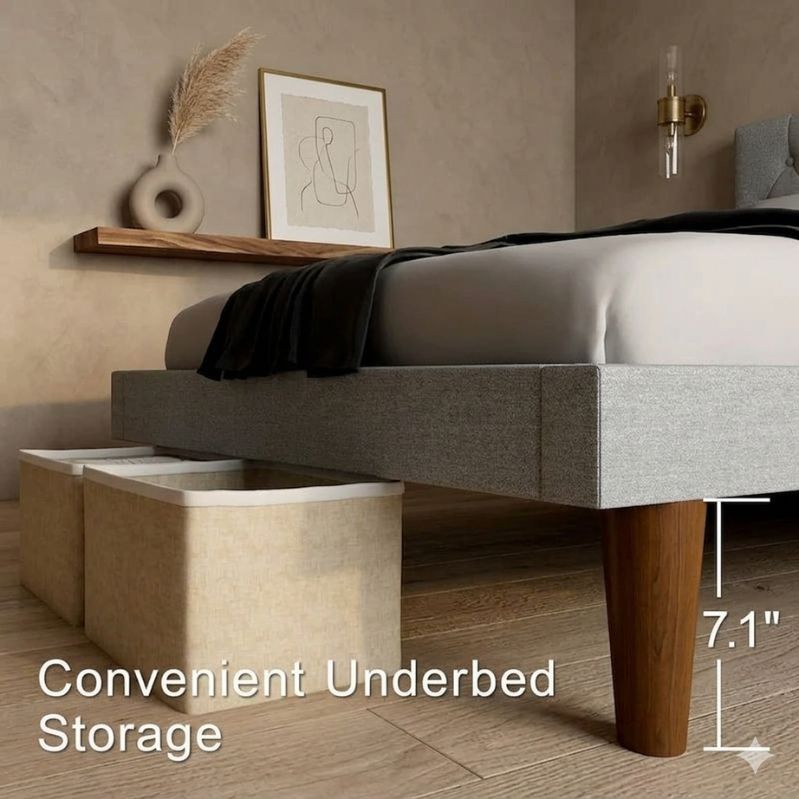 Elara Grid Upholstered Bed Frame