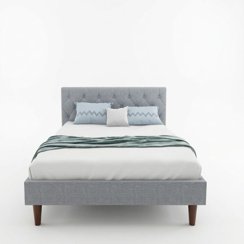 Elara Grid Upholstered Bed Frame