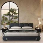 Milanese Ribbed Leather Bed Frame