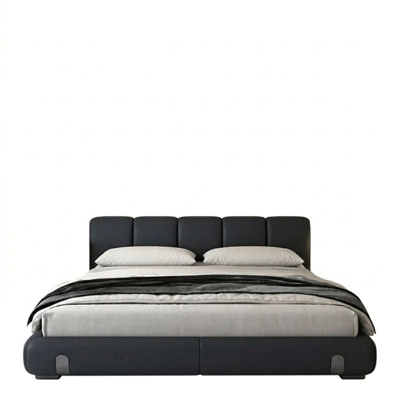 Milanese Ribbed Leather Bed Frame