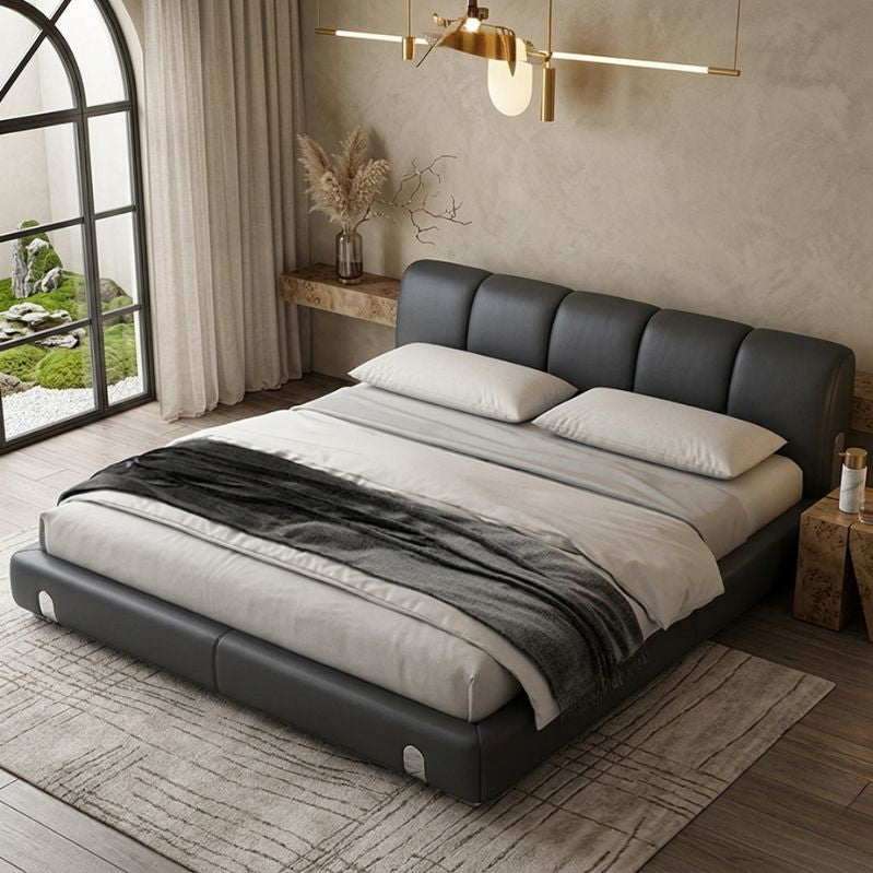 Milanese Ribbed Leather Bed Frame