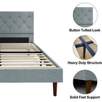 Classic Upholstered Bed with Deep Button Tufting Headboard
