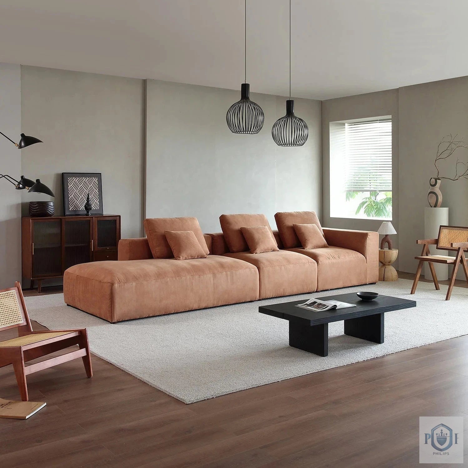 Philips Modern European Chic Style Sofa Made With Cobblestone Fabric