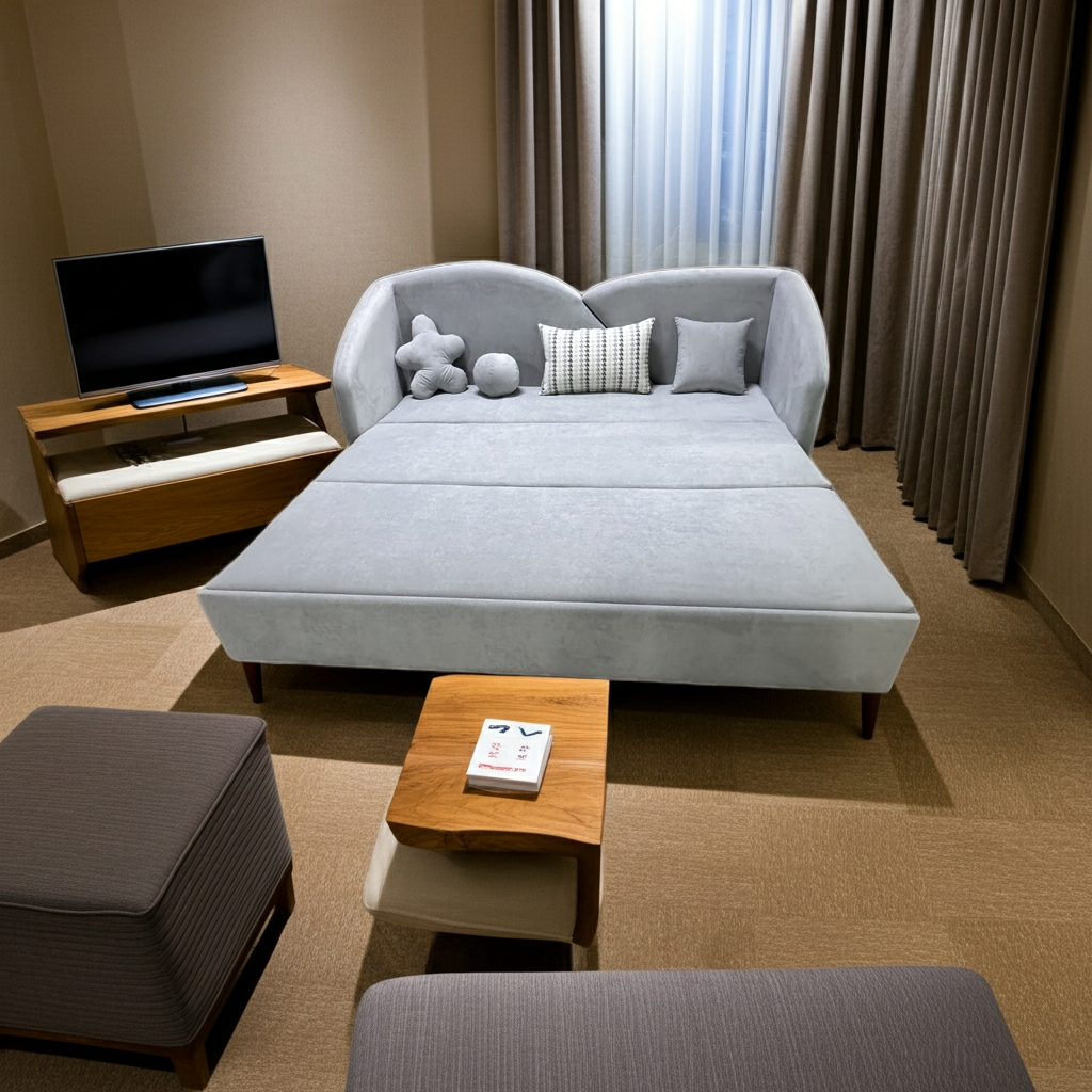 "Upgrade your living room with a folding dual-purpose sofa bed. Comfortable by day, practical by night, space-saving design with durable materials. Free assembly available."