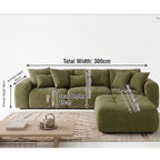 Detailed view of the Forest Glen Modular Sofa against a bright studio background, highlighting its professional design and dimensions.