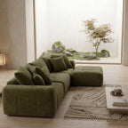Contemporary Forest Glen Modular Sofa with matching ottoman, presented on a soft, neutral-toned area rug