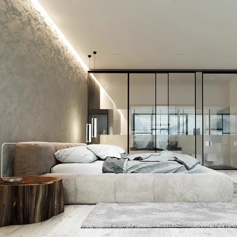 Astrid Velvet Fabric Low Headboard Bed