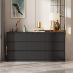 Modern Horizontal Dresser Cabinet with 9 Storage Drawers.