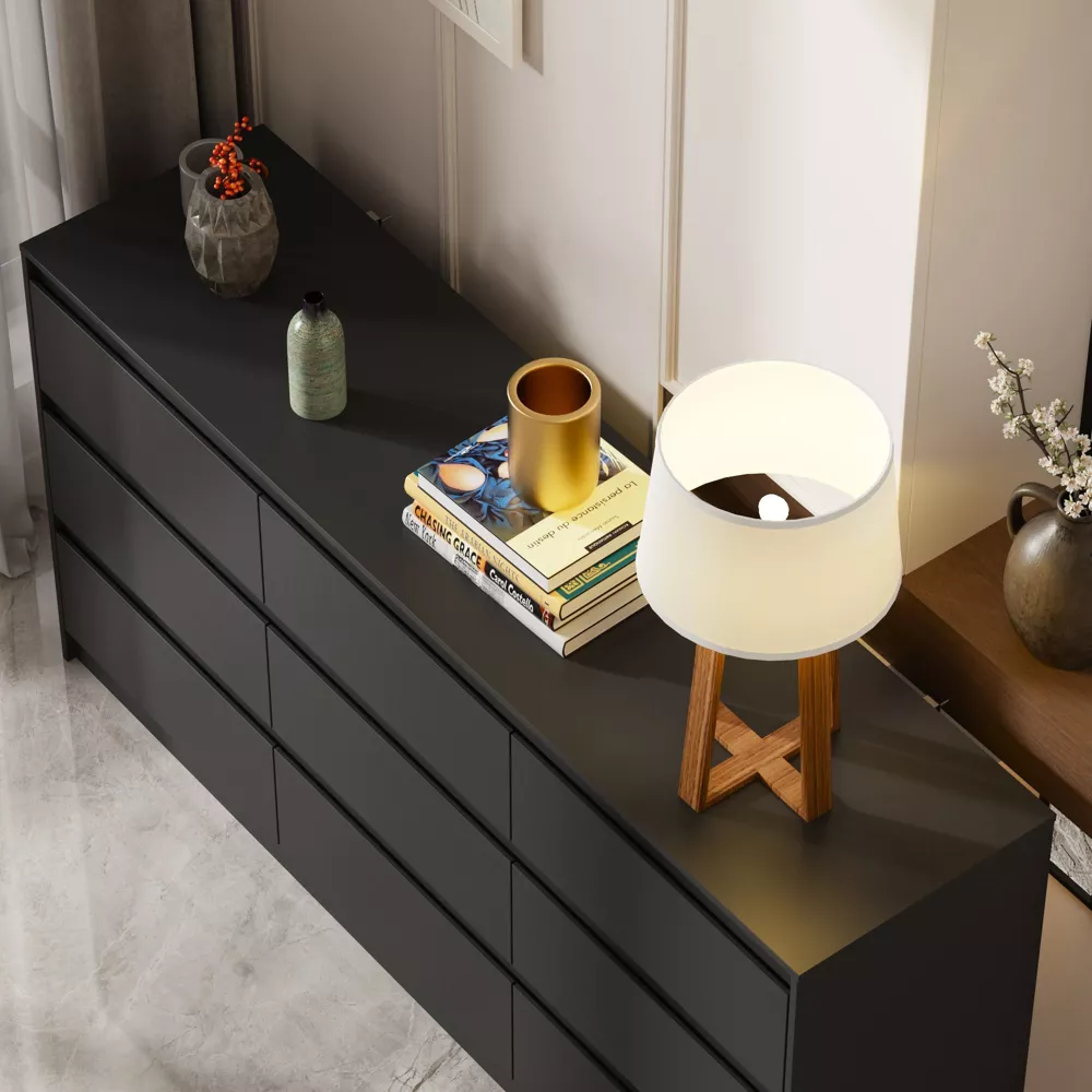 Modern Horizontal Dresser Cabinet with 9 Storage Drawers.