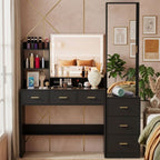 Dresser with mirror and various items in a bedroom setting