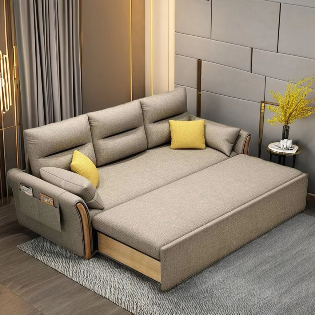 Modern Minimalist Expandable Fabric Upholstered Leisure Sofa Bed Armchair Office Living Room Bedroom Sofa Bed