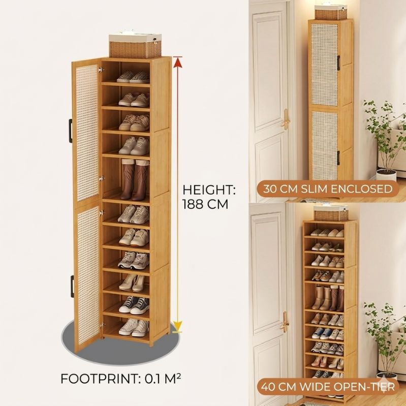 Horizon High-Capacity Shoe Console- 8 Floor Shoe Rack