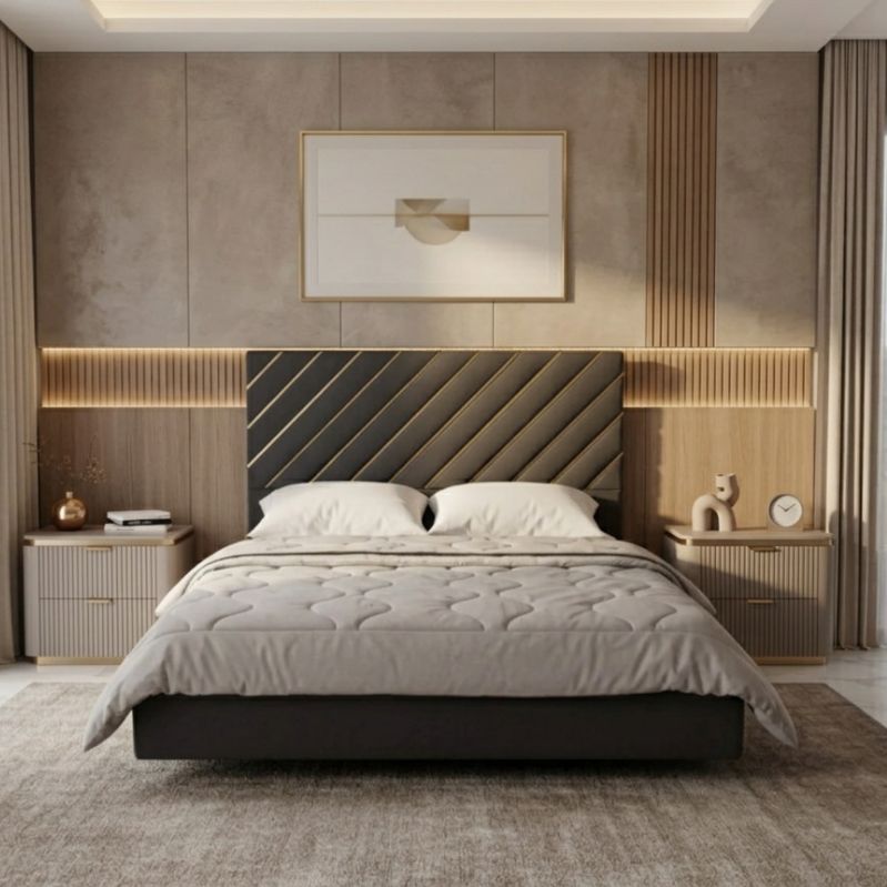 Minimalist Imperial Gold-Trim Bed Frame