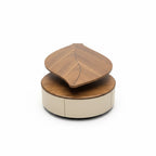 Wooden box with a beige base on a white background. Modern Design Coffee Table, Outdoor Furniture, Living room furniture. 